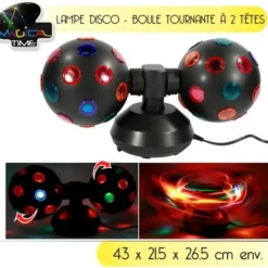 Badaboum Lampe Disco 2 Boules Tournante Sur 2 Pieds Hot