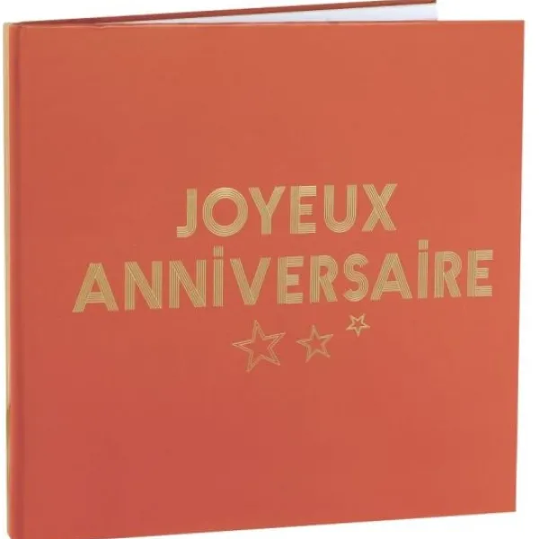 Discount Livre D'Or Joyeux Anniversaire Terracotta 24 Cm X 24 Cm - 20 Pages Theme Joyeux Anniversaire