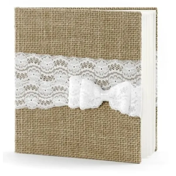 Best Livre D'Or Mariage Jute Avec Noeud Blanc Theme Jute