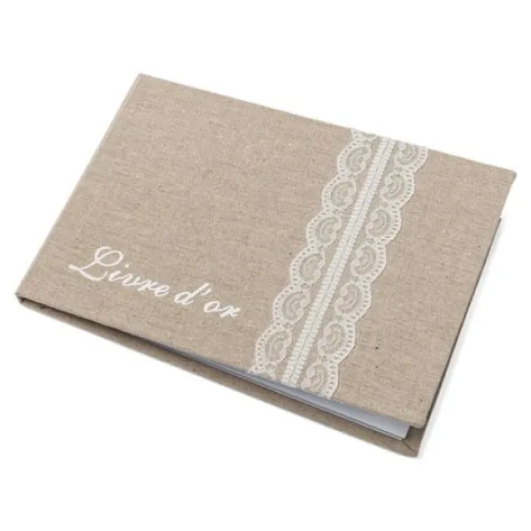 Sale Livre D'Or Mariage Lin Et Dentelle Theme Dentelle