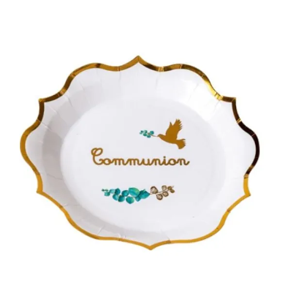 Lot De 8 Assiettes Carton Communion Theme Communion