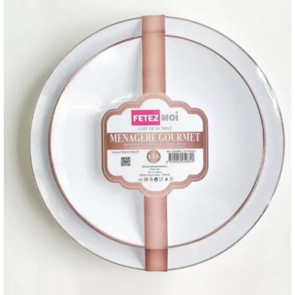 Online Lot De 16 Assiettes Plastique R Utilisables Gourmet Rose Gold Theme Eco-Responsable