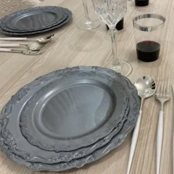 Clearance Lot De 30 Assiettes Plastique R Utilisables Manhattan Grises Theme Eco-Responsable