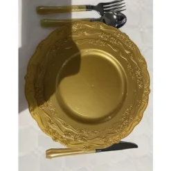 Online Lot De 30 Assiettes Plastique R Utilisables Manhattan Or Theme Eco-Responsable