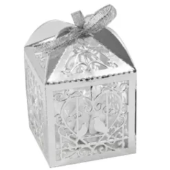 Best Lot De 10 Boites A Dragees Argent Coeurs Et Colombes Theme Colombe