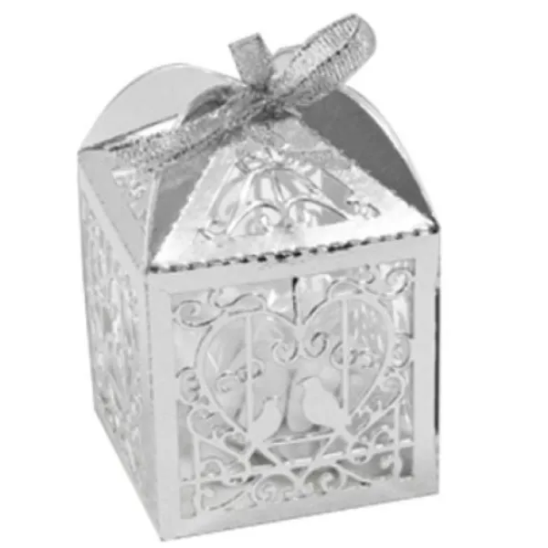 Best Lot De 10 Boites A Dragees Argent Coeurs Et Colombes Theme Colombe