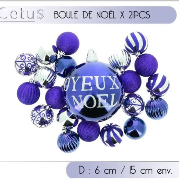 Badaboum Lot De 21 Boules De Noel Joyeux Noel Violet Clearance