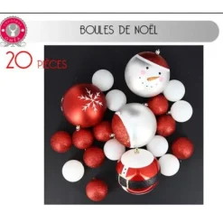Badaboum Lot De 20 Boules De Noel Rouge Et Blanc Clearance