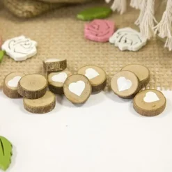 Badaboum Lot De 10 Mini Rondins De Bois Impression Coeur Online