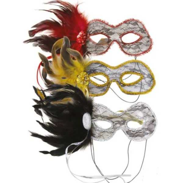 Badaboum Loup Dentelle Et Plumes Couleur Al Atoire