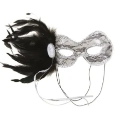 Badaboum Loup Dentelle Et Plumes Couleur Al Atoire