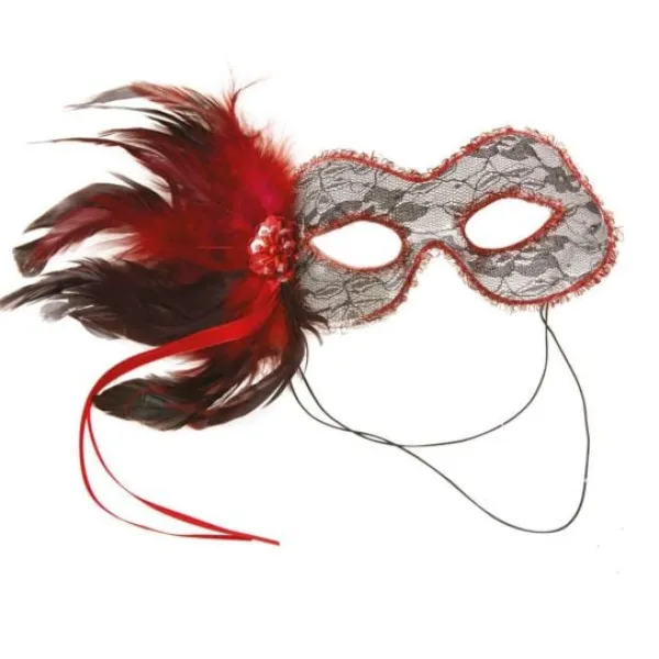 Badaboum Loup Dentelle Et Plumes Couleur Al Atoire