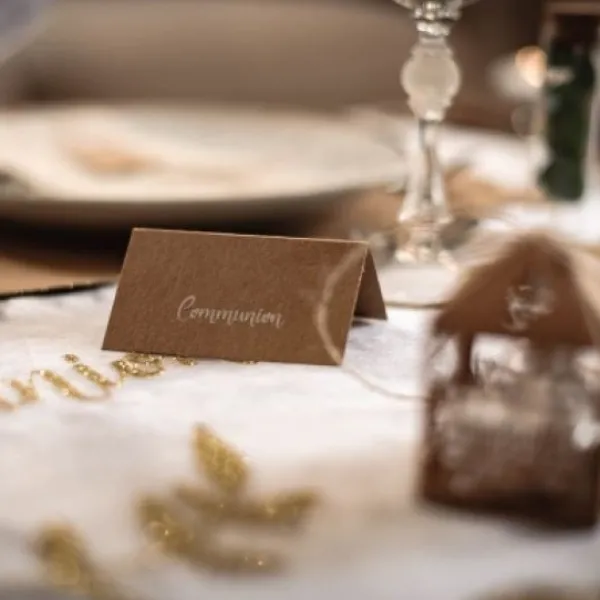 New Marque Place Etiquette Communion Kraft X 20 Pi Ces Theme Communion