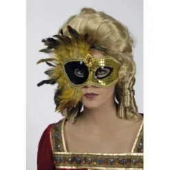 Badaboum Masque Golden Eye Avec Plumes