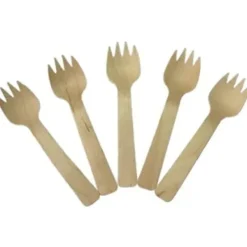 New Mini Fourchette En Bois Pas Cher X 12 Pi Ces Theme Eco-Responsable