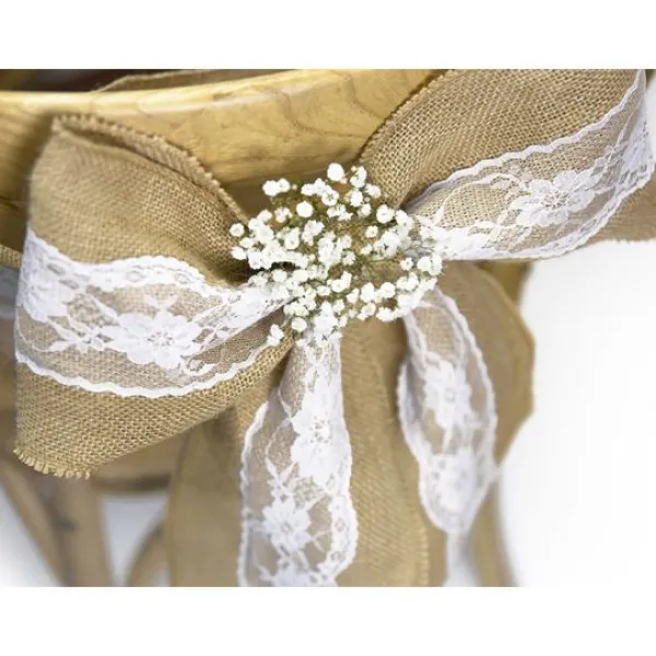 Noeud De Chaise Mariage En Jute Et Dentelle Theme Dentelle