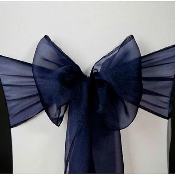 Badaboum Noeud De Chaise Mariage En Organza Bleu Marine Hot