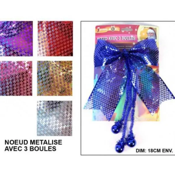 Badaboum Noeud De Noel Avec 3 Boules New