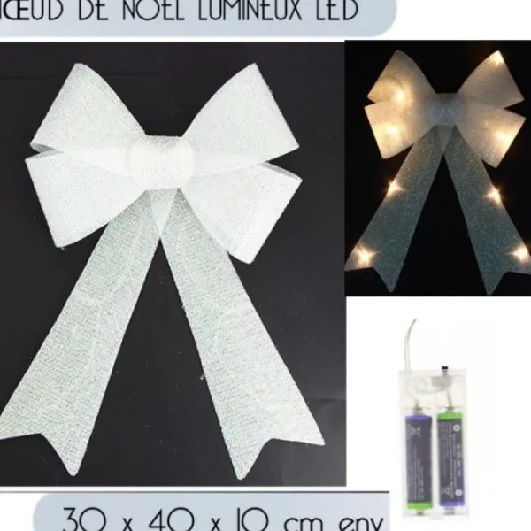 Badaboum Noeud De Noel Blanc Lumineux Led Best