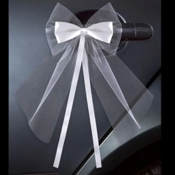 Badaboum Noeud En Satin Et Tulle Blanc 18Cm X 2 Pi Ces Best