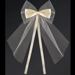 Badaboum Noeud En Satin Et Tulle Ecru 18Cm X 2 Pi Ces New