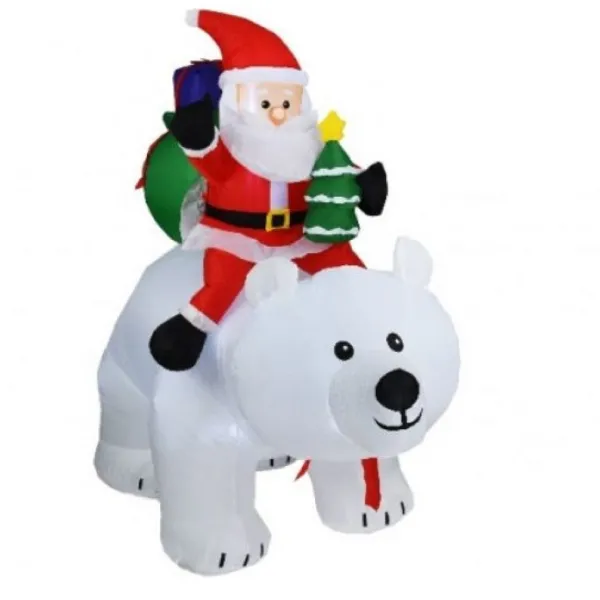 Badaboum P Re Noel Gonflable Sur Ours Blanc Amovible