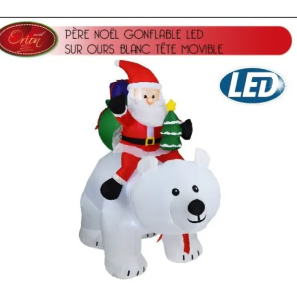 Badaboum P Re Noel Gonflable Sur Ours Blanc Amovible