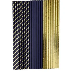 Badaboum Pailles En Carton Bleu Marine Et Or X 22 Pi Ces Hot