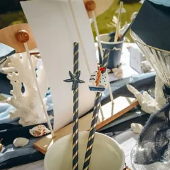 Badaboum Pailles En Carton Bleu Marine Et Or X 22 Pi Ces Hot