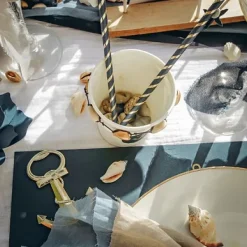 Badaboum Pailles En Carton Bleu Marine Et Or X 22 Pi Ces Hot