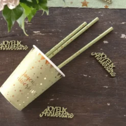 Hot Pailles En Carton Joyeux Anniversaire Vert Sauge X20 Pi Ces Theme Joyeux Anniversaire