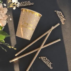 Pailles En Carton Joyeux Anniversaire Kraft X20 Pi Ces Theme Joyeux Anniversaire