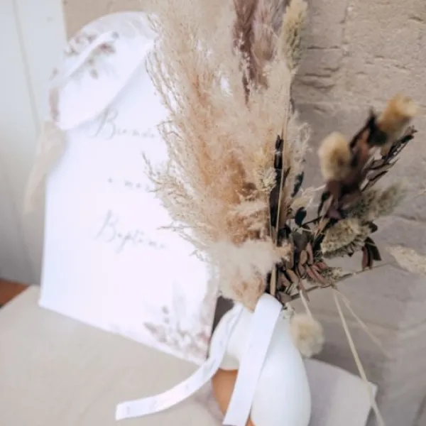 Hot Pancarte Bienvenue A Notre Bapt Me Pampas Fleurs De Coton Theme Bapteme