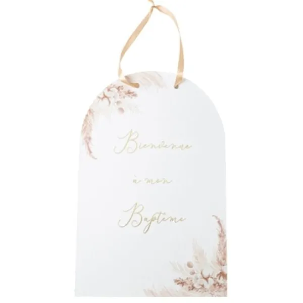 Hot Pancarte Bienvenue A Notre Bapt Me Pampas Fleurs De Coton Theme Bapteme
