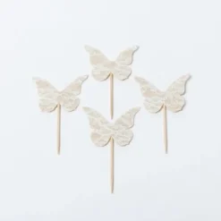 Clearance Papillon Dentelle Blanc Avec Ficelle X 4 Pi Ces Theme Dentelle