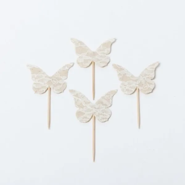 Clearance Papillon Dentelle Blanc Avec Ficelle X 4 Pi Ces Theme Dentelle