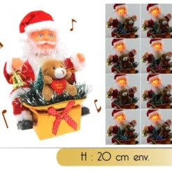 Badaboum Pere Noel Automate Assis Fibre Optique Avec Panier Cadeau Outlet