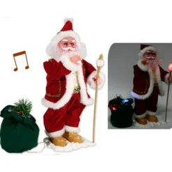 Badaboum Pere Noel Automate Avec Sac Cadeau Musical New