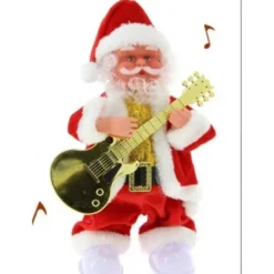 Badaboum Pere Noel Automate Guitariste Pieds Lumineux