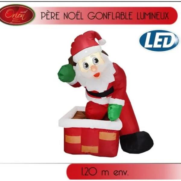Badaboum Pere Noel Gonflable Lumineux Dans Chemin E