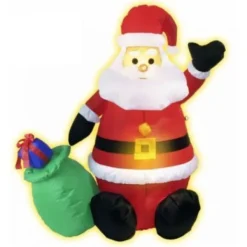 Badaboum Pere Noel Gonflable Lumineux Avec Sac Cadeau