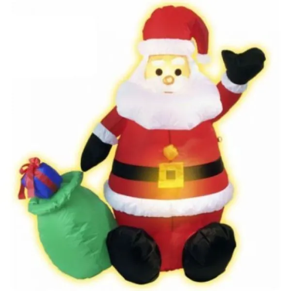 Badaboum Pere Noel Gonflable Lumineux Avec Sac Cadeau