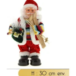 Badaboum Pere Noel Musical Avec Ski En Bois 30Cm Sale