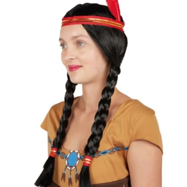 Badaboum Perruque Indienne Avec Bandeau & Plume