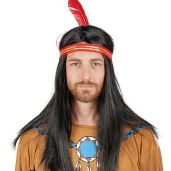 Badaboum Perruque Indienne Avec Plume