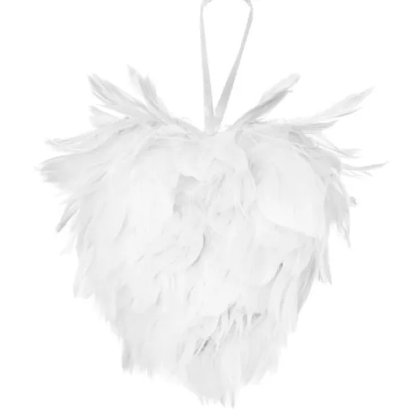 Badaboum Petit Coeur En Plume Blanc 12Cm
