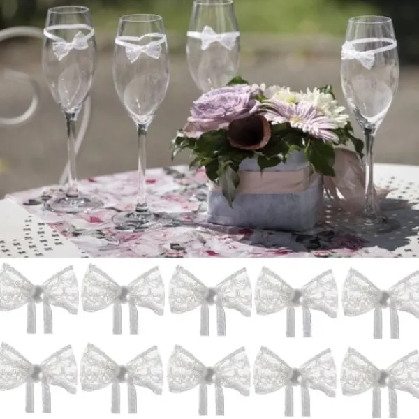 Online Petit Noeud En Dentelle Blanc Avec Ruban X 10 Pi Ces Theme Dentelle