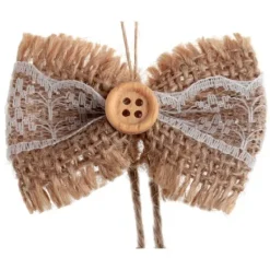 Clearance Petit Noeud En Jute Dentelle Avec Ruban X 6 Pi Ces Theme Dentelle