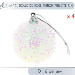 Badaboum Petite Boule De Noel Paillet E Blanche X 4 Pi Ces Hot
