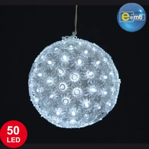 Badaboum Petite Boule Noel Lumineuse 50 Led Blanc New